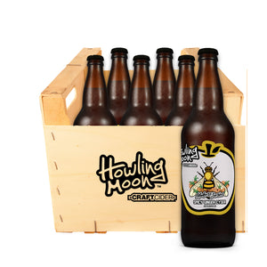 Maker's Series Spicy Ginger Cyser Howling Moon Craft Cider, made from heritage apples and honey in Oliver BC 6 bottle crate