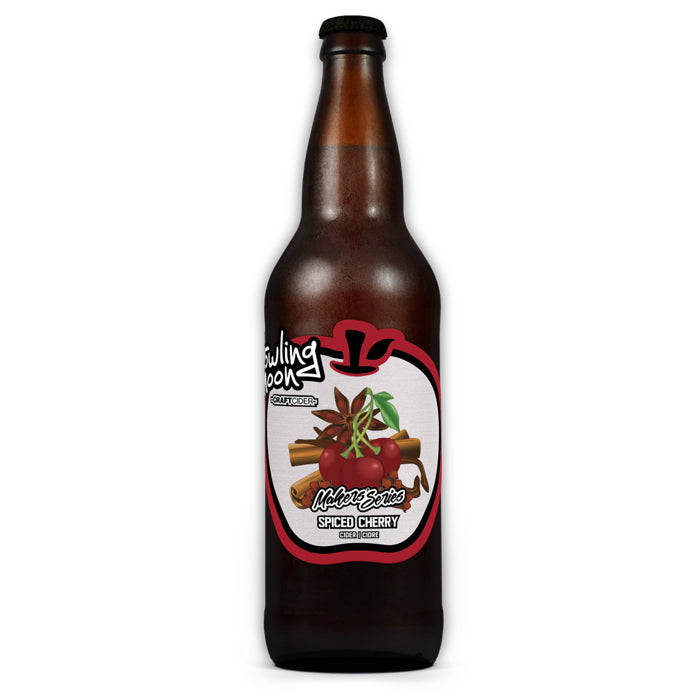 Maker's Series Spiced Cherry Howling Moon Craft Cider, made from heritage apples in Oliver BC