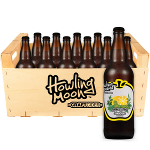 Maker's Series Lemon Hops Howling Moon Craft Cider, made from heritage apples in Oliver BC 12 bottle crate