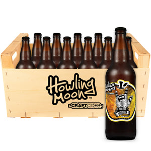 Traditional Rebellion Semi-Sweet Howling Moon Craft Cider, made from heritage apples in Oliver BC 12 bottle crate