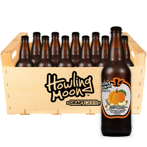 Maker's Series Vanilla Peach Howling Moon Craft Cider, made from heritage apples in Oliver BC 12 bottle crate