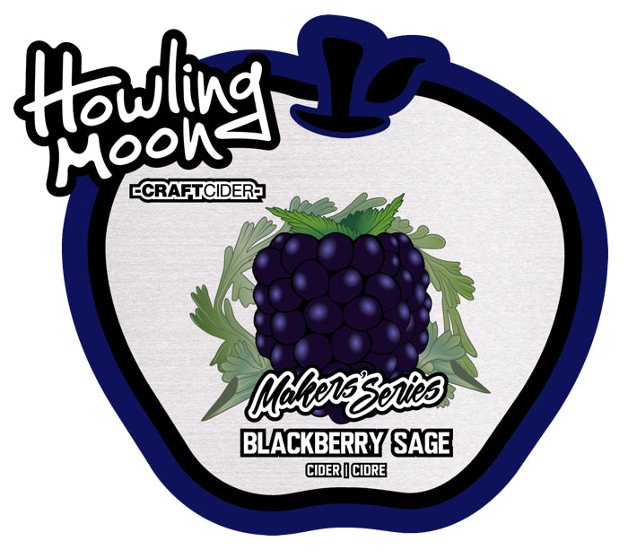 Maker's Series Blackberry Sage Howling Moon Craft Cider, made from heritage apples in Oliver BC