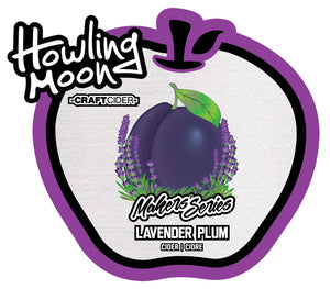 Maker's Series Lavender Plum Howling Moon Craft Cider, made from heritage apples in Oliver BC Label
