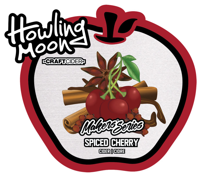 Maker's Series Spiced Cherry Howling Moon Craft Cider, made from heritage apples in Oliver BC