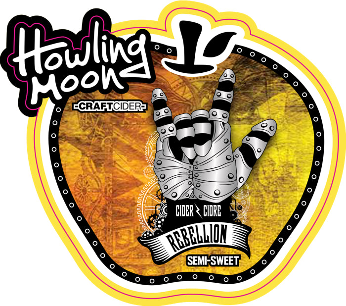 Traditional Rebellion Semi-Sweet Howling Moon Craft Cider, made from heritage apples in Oliver BC