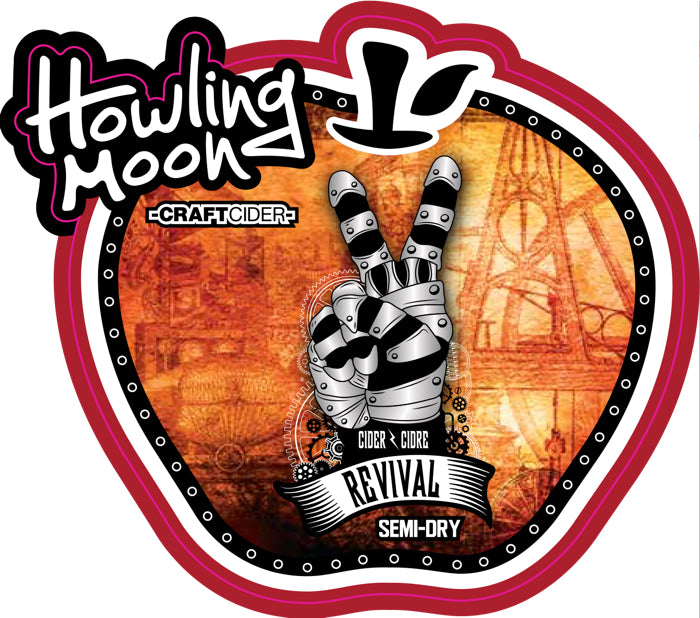 Traditional Steampunk Revival Semi-Dry Howling Moon Craft Cider, made from heritage apples in Oliver BC